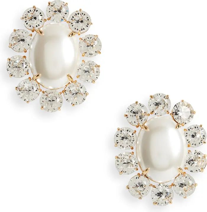 Lele Sadoughi x Atlantic-Pacific Imitation Pearl & Crystal Stud Earrings | Nordstrom | Nordstrom