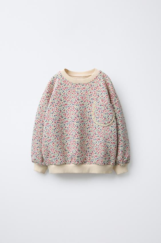 FLORAL POCKET SWEATSHIRT WITH LACE | Zara US