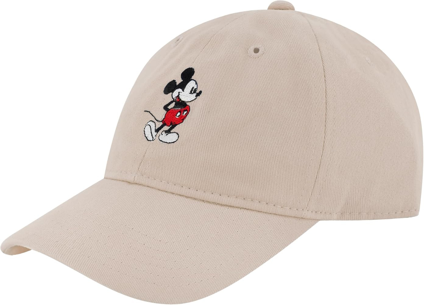 Disney Mickey Mouse Embroidered Cotton Adjustable Dad Hat with Curved Brim, Khaki, One Size at Am... | Amazon (US)
