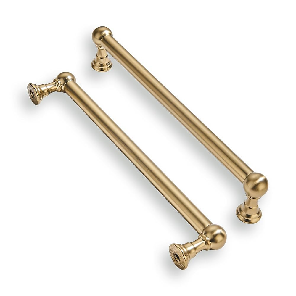 khtumeware 2 Pack 8 Inch Hole Center Brushed Brass Cabinet Pulls Heavy Duty Solid Warm Brass Cabi... | Amazon (US)