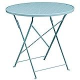 Flash Furniture Commercial Grade 30" Round Sky Blue Indoor-Outdoor Steel Folding Patio Table | Amazon (US)