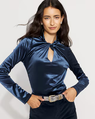 WHBM FORME™ Twist Neck Velvet Top | White House Black Market