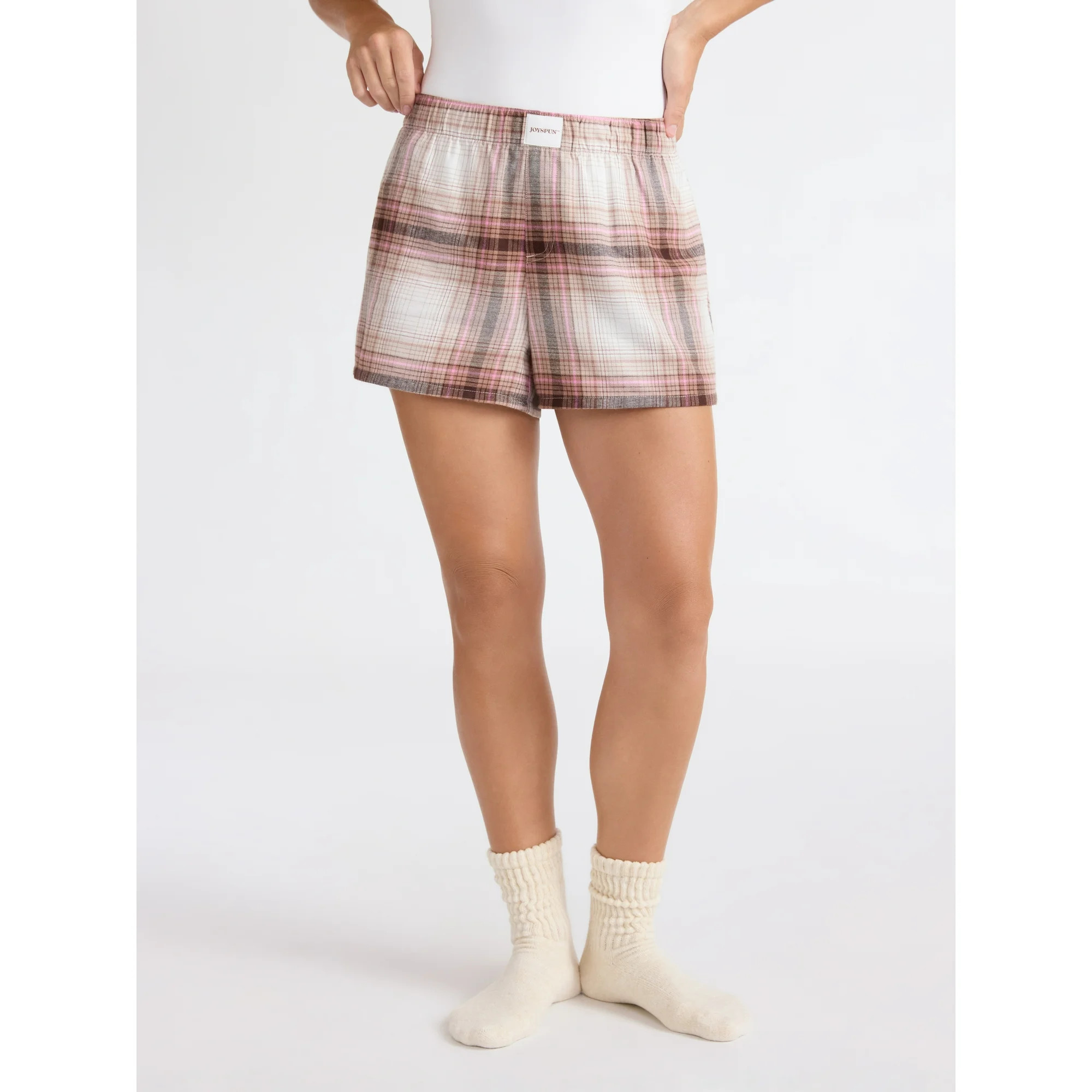 Joyspun Women's Flannel Pajama Boxer Shorts, 3'' Inseam, Sizes XS-3X | Walmart (US)