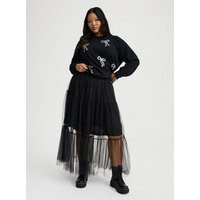 Tiered Tulle Maxi Skirt in Black | Torrid (US & Canada)