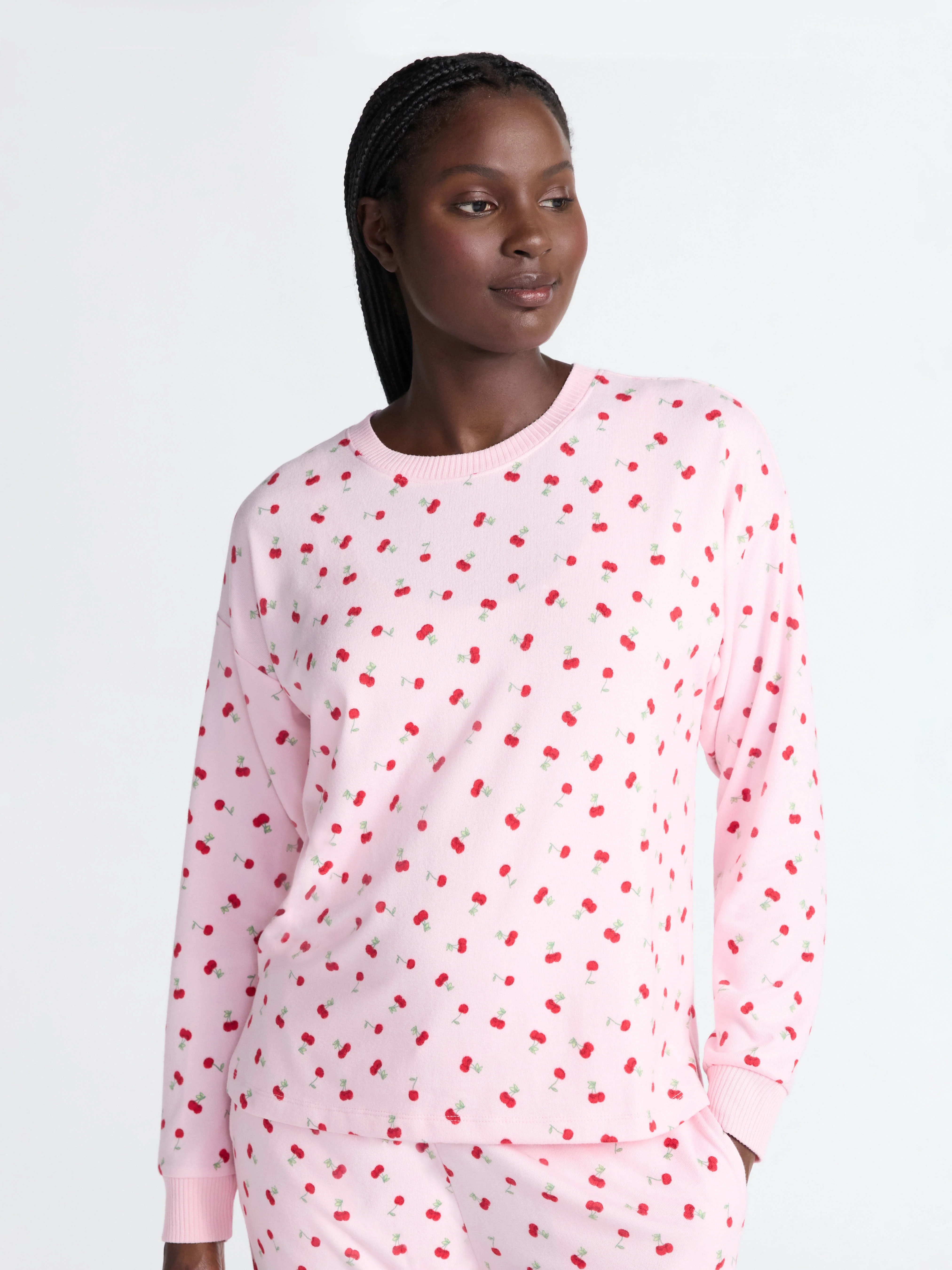 Joyspun Women's Cozy Lounge Collection Hacci Knit Sleep Top with Long Sleeves, Sizes XS-3X | Walmart (US)