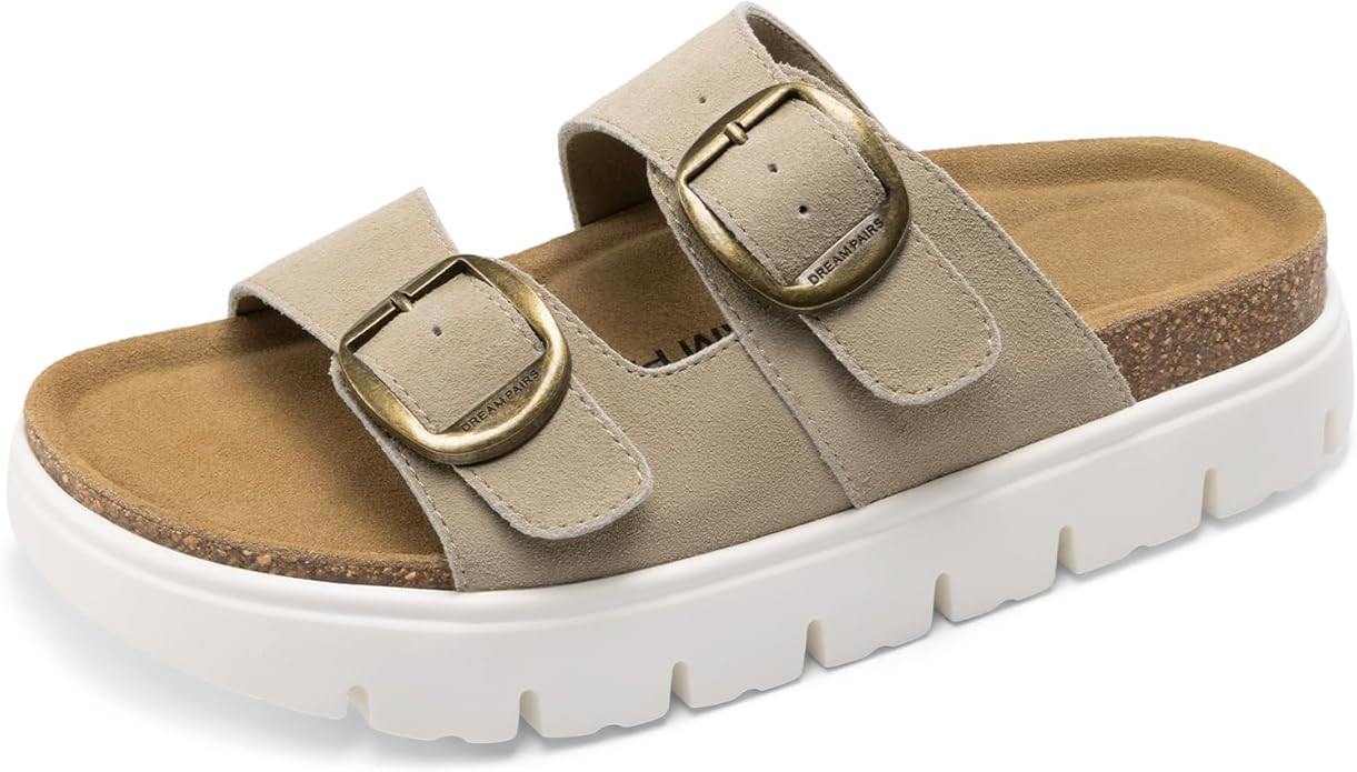 DREAM PAIRS Women's Platform Sandals Wedge Chunky Heel Slip-on Comfort Slides with Arch Support C... | Amazon (US)