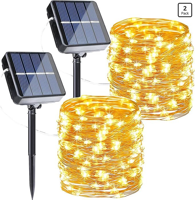 Joomer Solar Fairy Lights, 2-Pack Total 80FT 240LED Solar String Lights Outdoor Waterproof 8 Ligh... | Amazon (US)