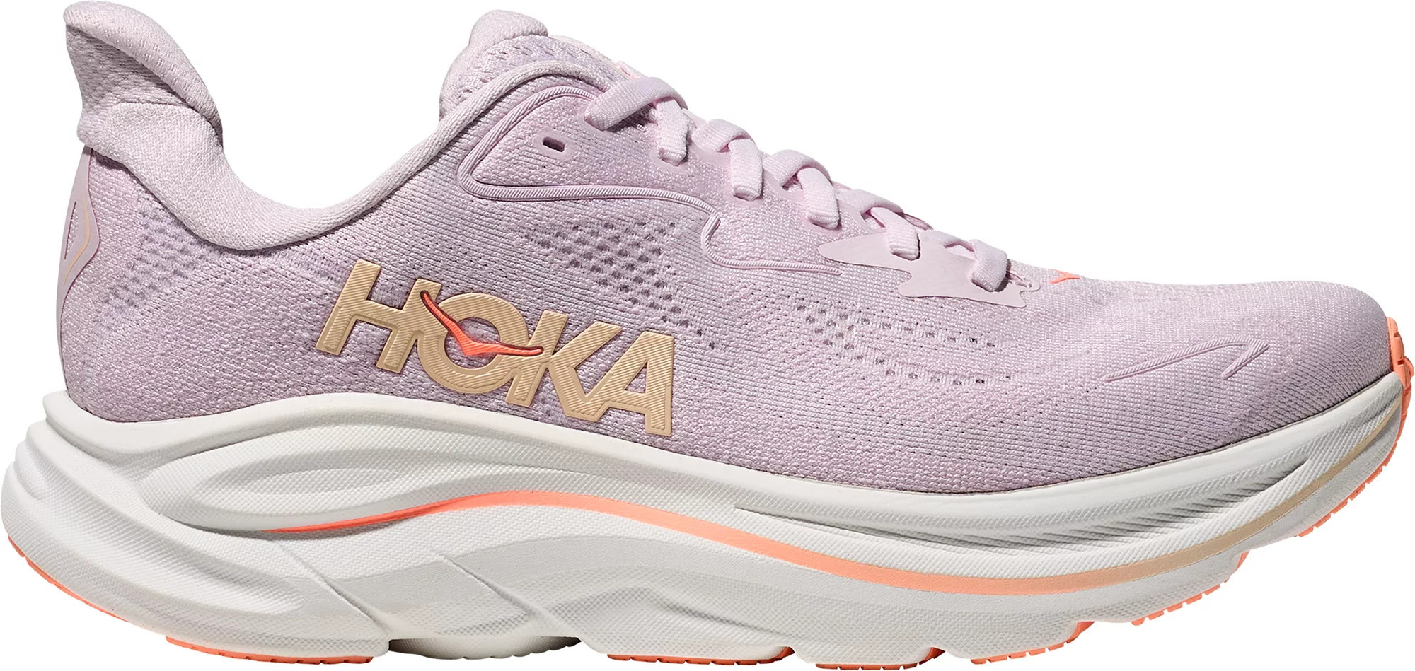HOKA Women's Clifton 10 Running Shoes, 8.5 W, Lilac Cream/Tangerine Glow | DICK'S Sporting Goods