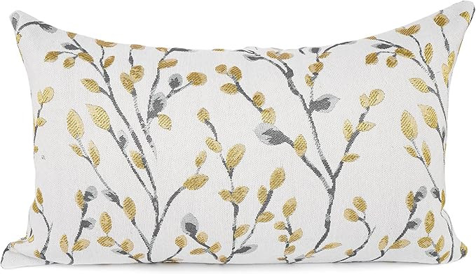 YOUR SMILE Classical Embroidery Jacquard Yellow/Gold Square Decorative Throw Pillow Case Cushion ... | Amazon (US)