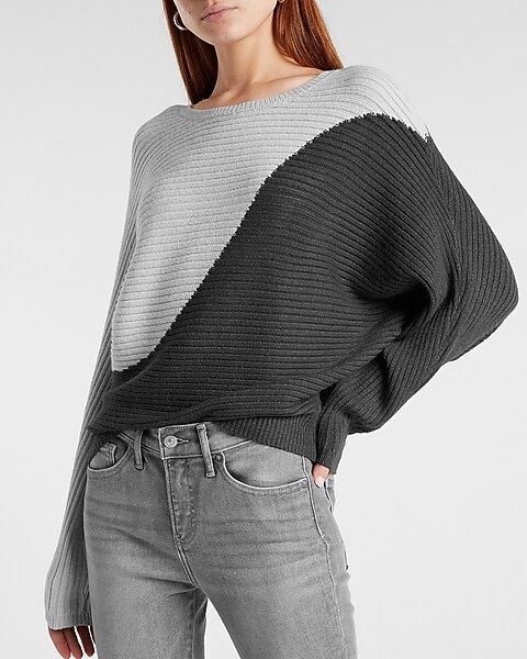 Ribbed Color Block Sweater | Express