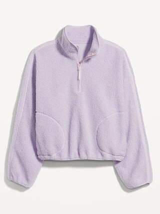 Cropped Sherpa 1/4-Zip Pullover for Women | Old Navy (US)