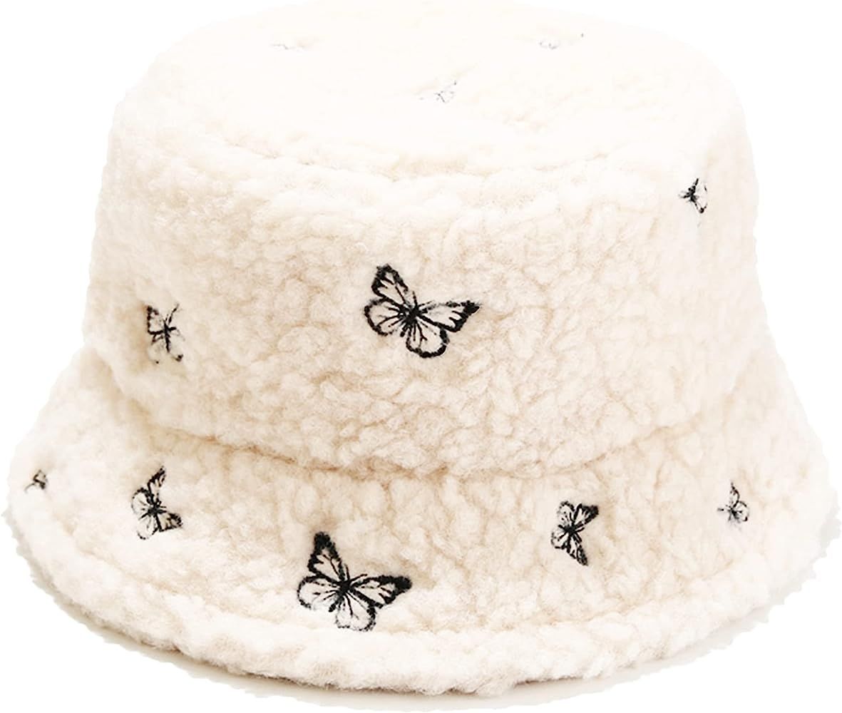 Winter Plush Fuzzy Bucket Hat Faux Fur Shearling Sherpa Fisherman Hats for Women | Amazon (US)