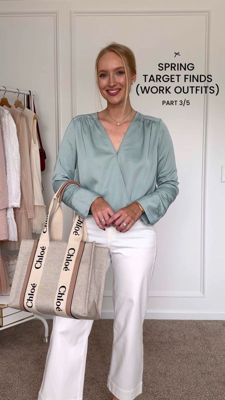 Spring work outfit ideas from target! 

Blue wrap top: small
White cropped twill pants: small (if between size up, use code AMANDAJOHNxSPANX for 10% off)
Heels are tts and my go to for workwear
Blue button down: medium 
Pearl slingback flats: tts (if between size down)
Wide leg jeans (4 x high rise)
Tee: small and stretchy 
Linking similar white cardigans 
Camel cardigan (sized down 2 sizes to an XXS - it’s a bestseller each year!)  

Business casual work outfits // work outfits // spring workwear // spring target haul 


#LTKworkwear #LTKVideo