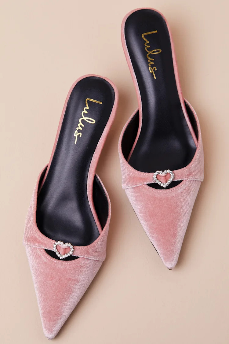 Ambersen Dusty Rose Velvet Pointed-Toe Kitten Heel Pumps | Lulus