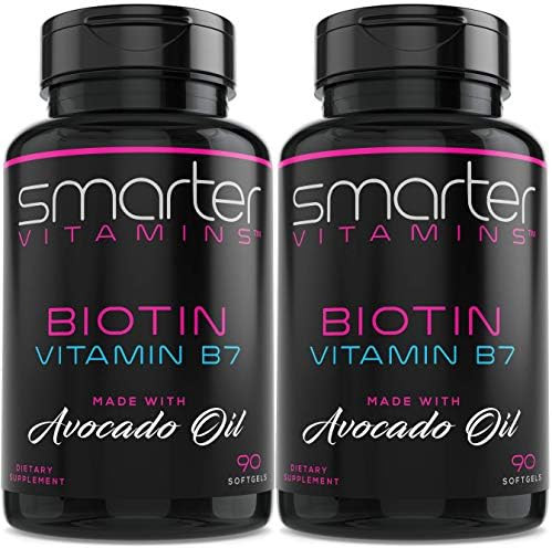 (2 Pack) Smarter Biotin 5000mcg in Avocado Oil, Vitamin B7, Hair, Skin & Nail Support, Non-GMO, 9... | Amazon (US)