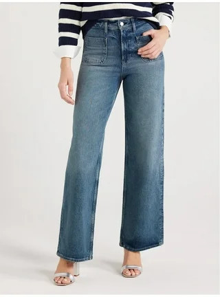 Free Assembly Women's Patch Pocket Wide Leg Jeans, 32” Inseam, Sizes 0-22 | Walmart (US)