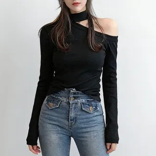Karnel - One-Shoulder Long-Sleeve Knit Top | YesStyle | YesStyle Global