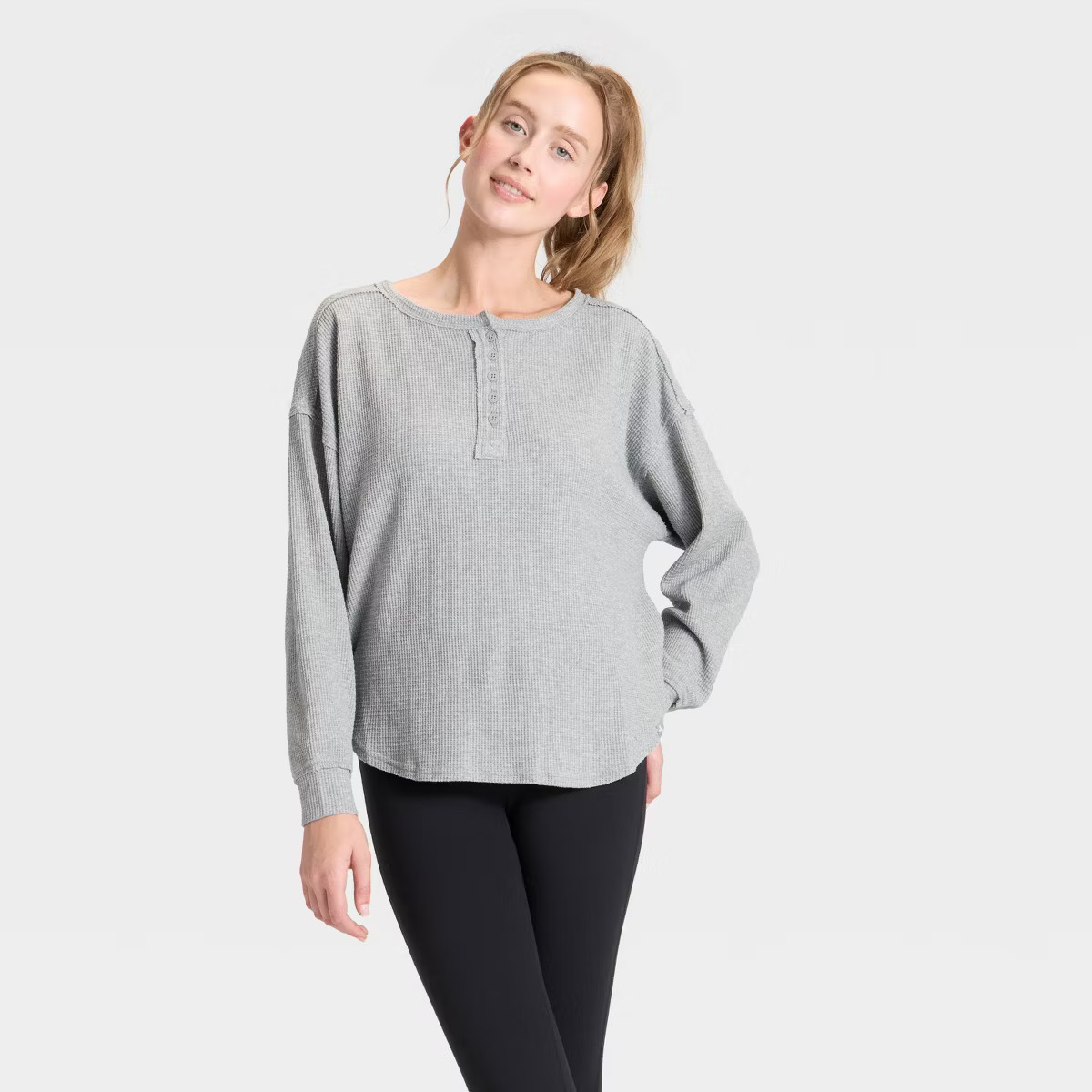 Women's Waffle Henley Long Sleeve Top - JoyLab™ | Target
