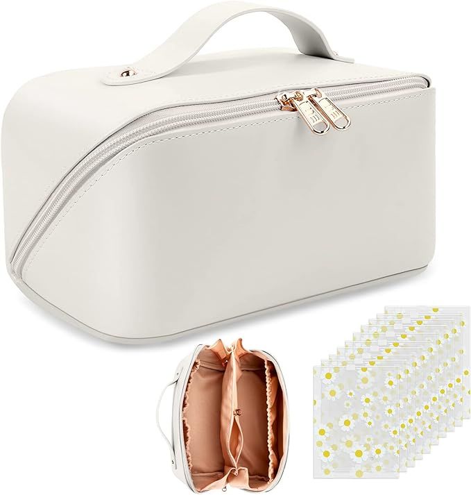 Yokilly Makeup Bag,PU Leather Make Up Bag,Double Zipper Large Capacity Travel Bag,Waterproof Mult... | Amazon (UK)