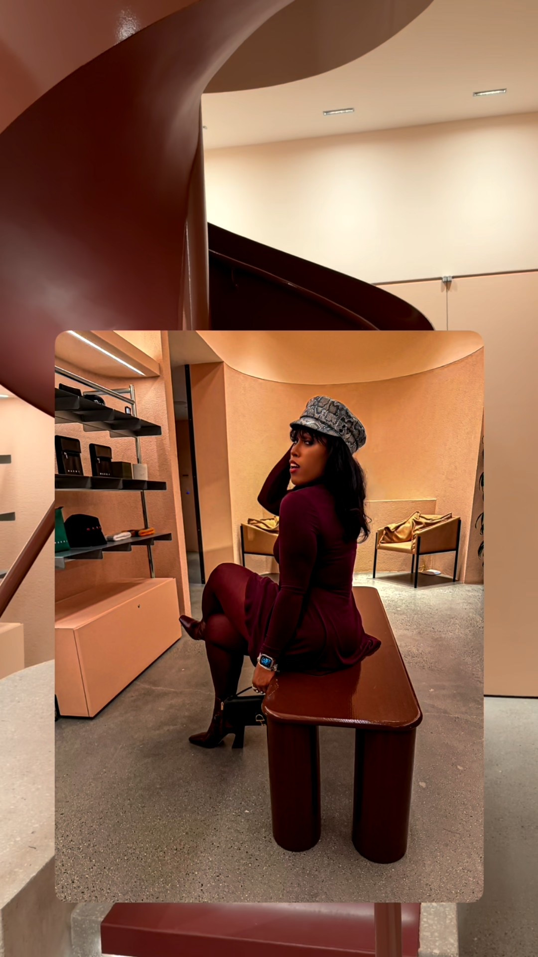 Monochromatic wine tones — curve-hugging dress with matching tights, boots, and a textured hat 🤎✨ #LTK #Nakedwardrobe #VinceCamuto #OOTN

#LTKgrwm #LTKPetite #LTKHoliday