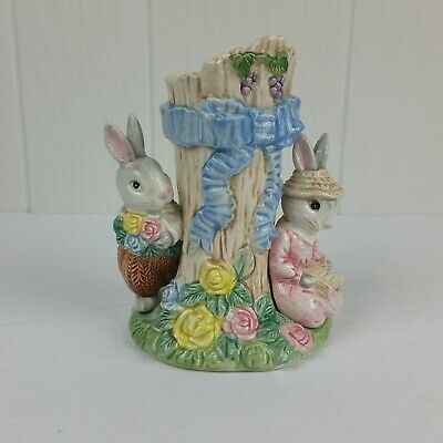 VINTAGE 1989 FITZ & FLOYD Bunny Hollow 5 7/8" Bud Vase Rabbits Floral   | eBay | eBay US
