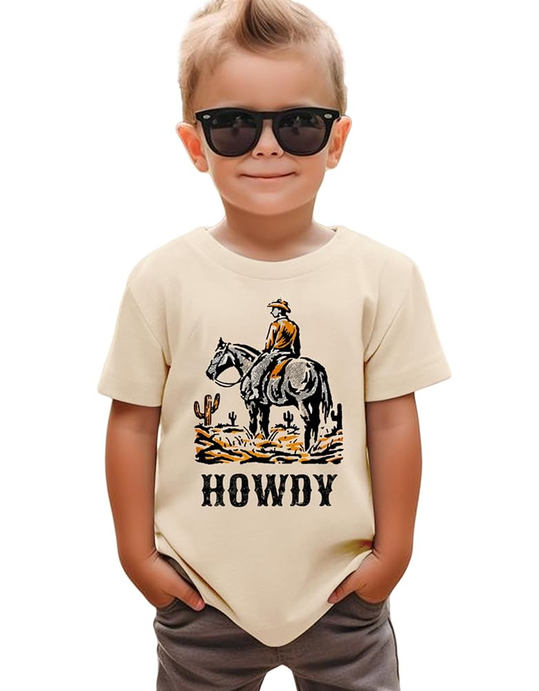 Toddler Baby Boys Western T-Shirt Rodeo Howdy Graphic Shirt Kids Cowboy Outfits Summer Country Cr... | Amazon (US)
