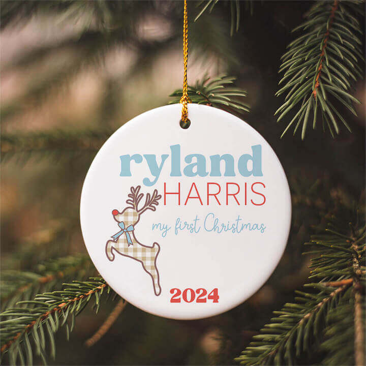 Personalized Ceramic Christmas Ornament | Rudolph | Caden Lane