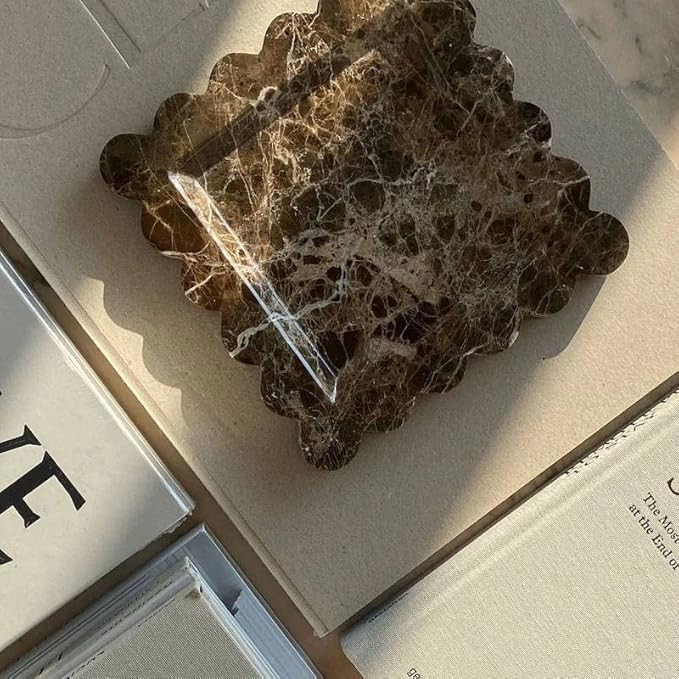 Brown Marble Scalloped Decorative Tray | Amazon (US)