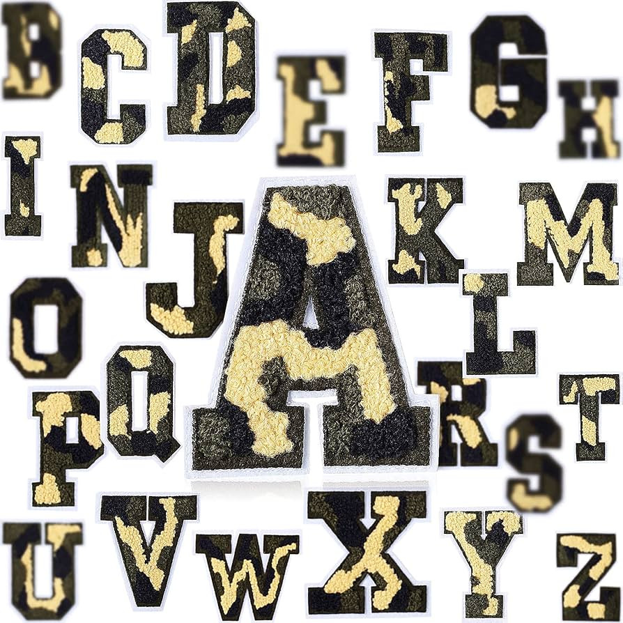 26 Piece Chenille Letter Iron on Patches Sew On Chenille Varsity A-Z Patches Alphabet Patches Let... | Amazon (US)