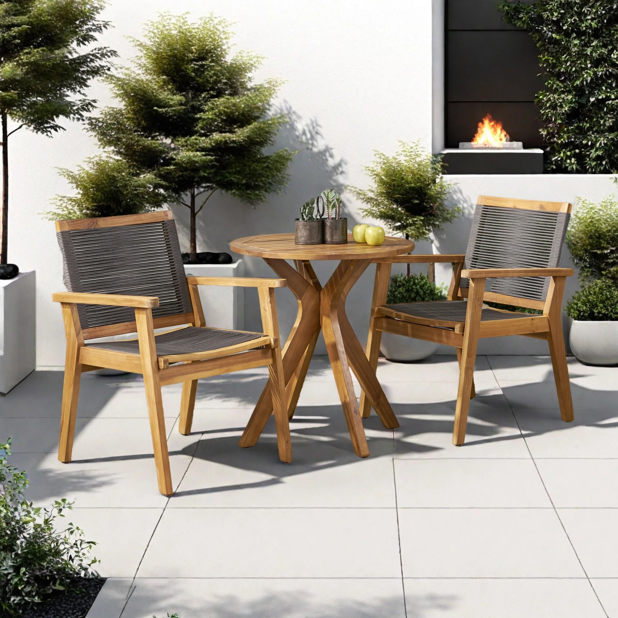 Natalia Round 2 - Person 27.5" Long Acacia Bistro Set | Wayfair North America