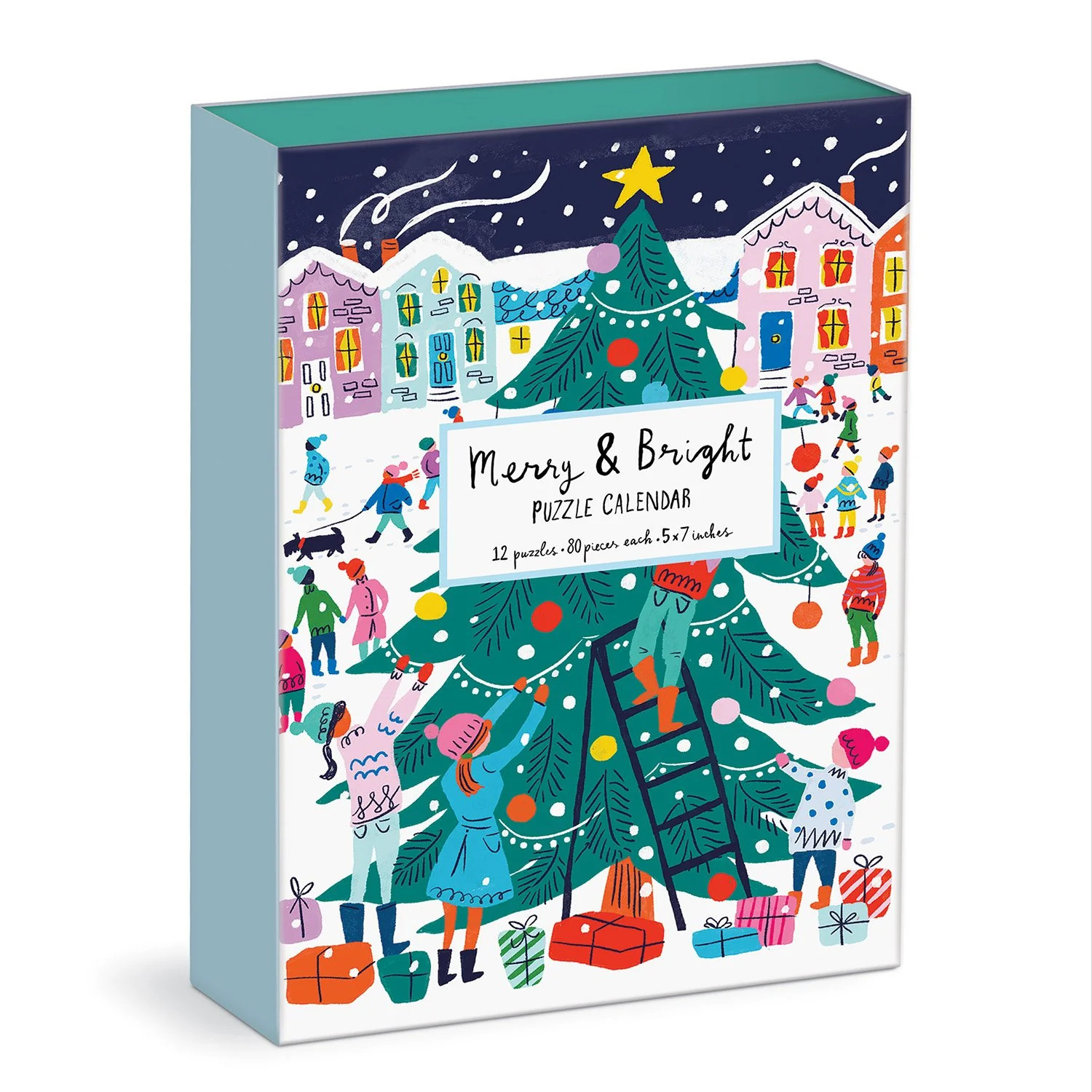 Louise Cunningham Merry and Bright 12 Days of Christmas Advent Puzzle Calendar | Galison