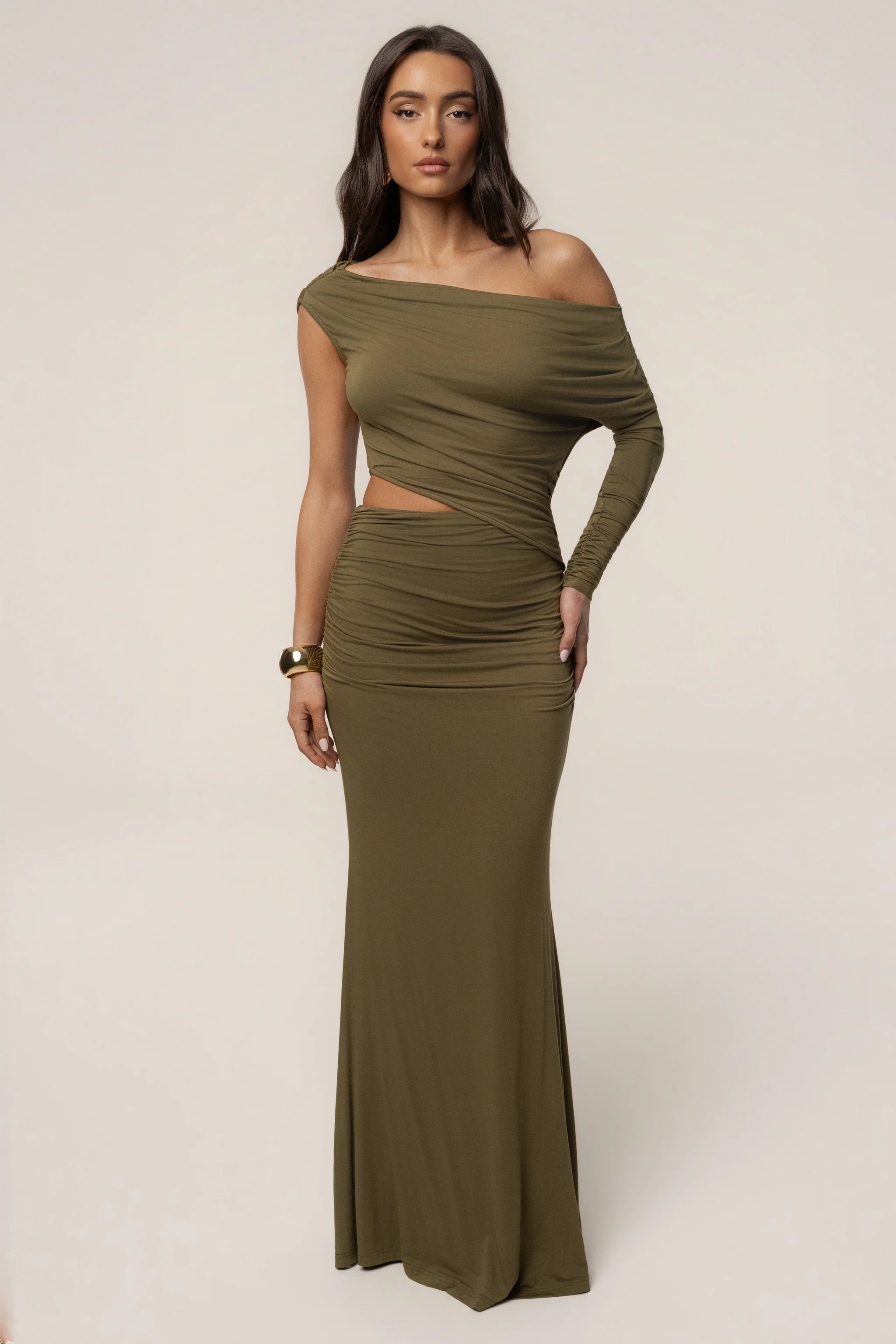 Olive Premiere Cutout Maxi Dress | JLUXLABEL US