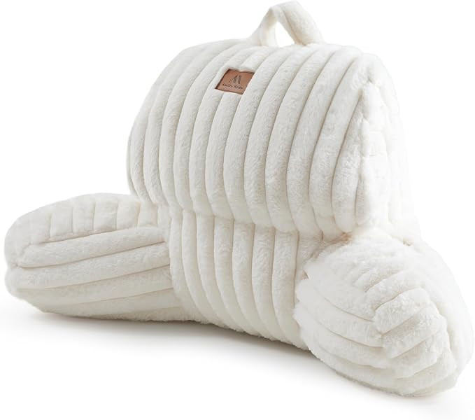 Faux Fur Reading Pillow for Bed, Back Pillow for Kids, Ivory, 17 inches | Back Rest Pillow with W... | Amazon (US)