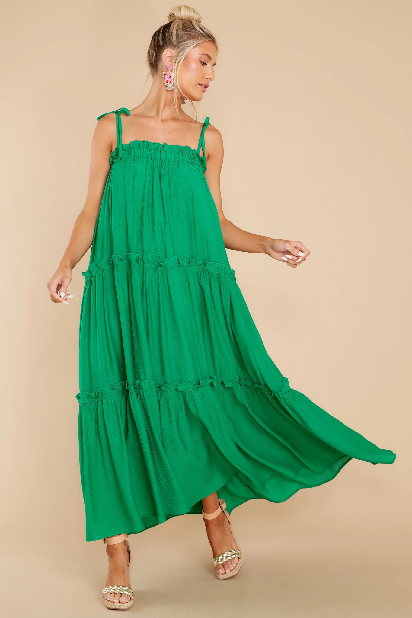 Light Up The Room Kelly Green Maxi Dress | Red Dress 
