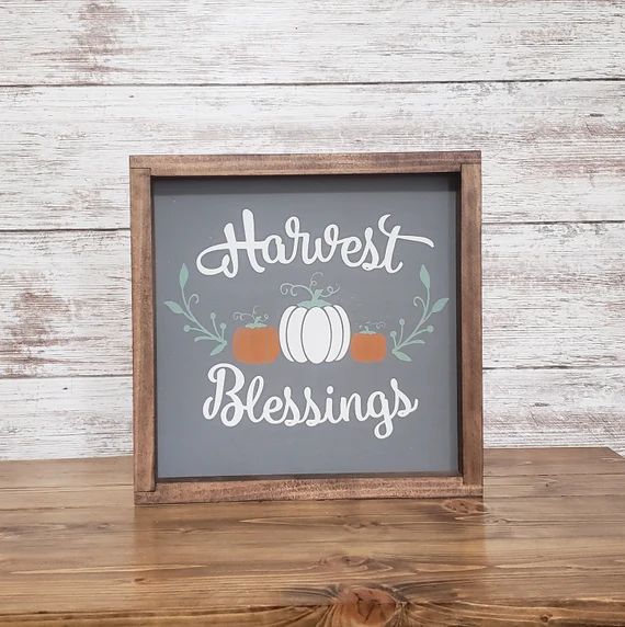 Harvest Blessings Sign, Fall Wood Sign, Fall Decor Farmhouse, Fall Wood Decor, Fall Decor Sign, R... | Etsy (US)