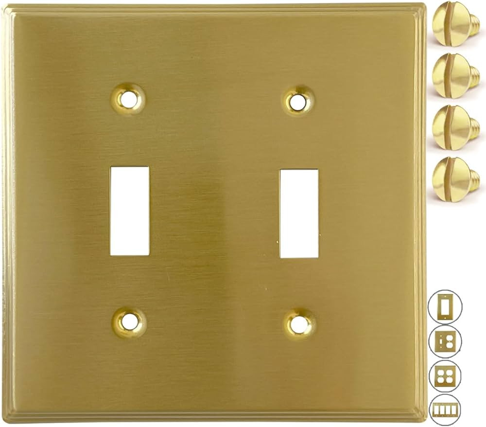 Rio Salto BRASS Modern Metal Gold Outlet Cover or Light Switch Cover Wall Plate Toggle Switch 2-G... | Amazon (US)