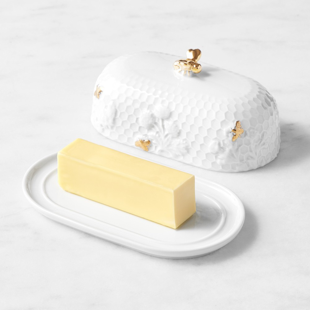 Williams Sonoma Honeycomb Porcelain Figural Butter Dish | Williams-Sonoma
