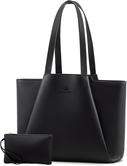 LOVEVOOK Laptop Tote for Women - 15.6 Inch Faux Leather Laptop Bag with Clutch, Large Capacity Of... | Amazon (US)