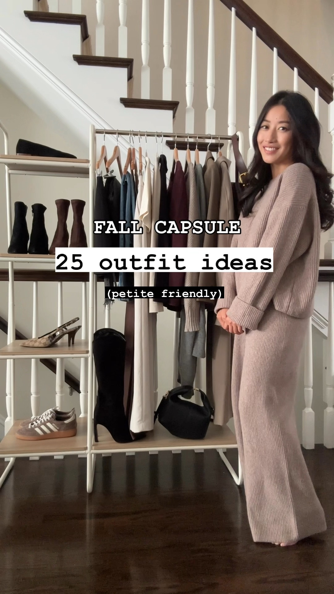 25 outfit combo ideas from my Fall smart casual capsule wardrobe. Everything pictured is currently stocked unless noted below, and my bucket bag is on sale!

1. Trench coat: Oak Fort XXS in “brindle” use code JEANTRENCH for 20% off. Runs oversized & long. FYI buyer needs to pay return shipping for this retailer.

2. Blazer: Old Navy xs petite. Relaxed looser boyfriend fit on me since this is one size up from my usual size 

3. Cardigan: Quince merino wool xs, nice drape and slightly oversized relaxed fit

4. Crewneck taupe sweater: Everlane honeycomb xxs. Old, linked their current version. Also linked an Aritzia sweater with a very similar fit in xxs and color  

5. Burgundy Accent color sweater: Quince shrunken cashmere sweatshirt XS

6. Layering tops: Gap xs petite long sleeve mock necks 

7. White tee: COS xs (its the off white color)

8. Silk Slip dress: Quince xs 

9. Trousers: Aritzia 0 short (“shorter” is ideal for my 5’ height)

10. Blue jeans; Levi’s ribcage 24 x 26 length “in the middle “ wash 

11. Slim gray ankle jeans: Madewell 24 hems cut, or recommend Levi’s wedgie straight with finished hem

12. Black Skort: Abercrombie xxs

13. Bucket tote: Madewell chocolate raisin, on sale!

14. Crossbody bag: Polene with my own strap, not linkable

15. Sneakers: Adidas Spezial 5 earth strata gum ( half size big)

16. Kitten heels: Gucci 35

17. Flats: Sezane suede ballet flats 5, worn with heel lifts

18. Ankle boots: Madewell Justine black booties 5  (nice quality and comfy) and Amazon brown booties 5

19. Tall boots: Schutz 5.5 (runs small in foot and narrow in calf)

Lounge outfit at the beginning: Gap knit pants + sweater xs petite, both run big 

#LTKFindsUnder50 #LTKWorkwear #LTKStyleTip