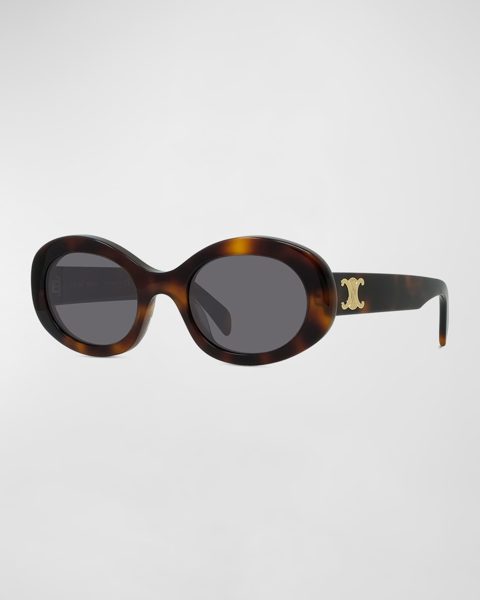 Celine Triomphe Logo Oval Acetate Sunglasses | Neiman Marcus