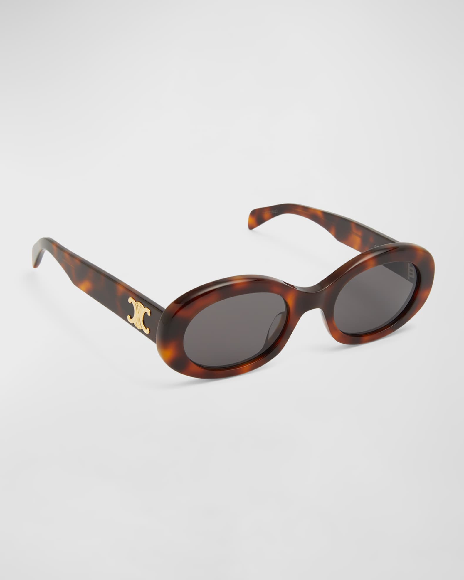 Triomphe Logo Oval Acetate Sunglasses | Neiman Marcus