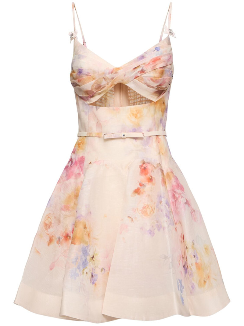 Crush printed linen & silk mini dress | Luisaviaroma