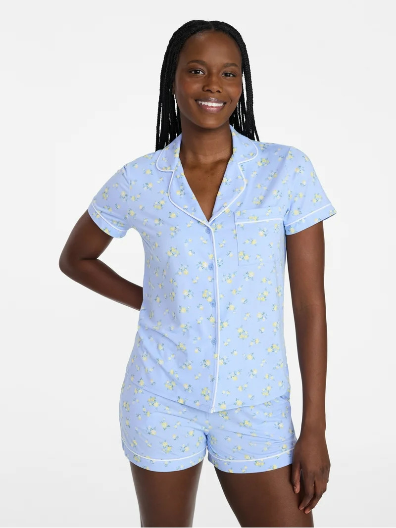 Joyspun Women’s Dreamy Soft Collection Bridal Knit Top and Shorts Pajama Set, 2-Piece, Sizes XS... | Walmart (US)