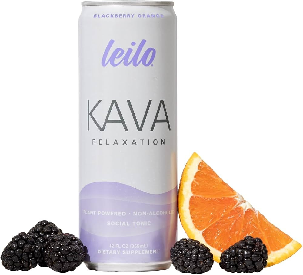 Leilo | Kava Powered Sparkling Relaxation Drink | Blackberry Orange - Non-Alc Calming Beverage | ... | Amazon (US)