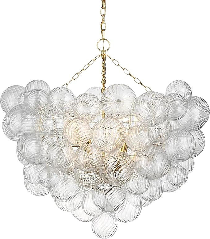 Nordic Bubble Ball Swirled Glass Chandelier, Dia 36 inch Gild Gold and Clear Blown Glass Large Pe... | Amazon (US)