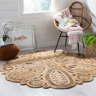 Safavieh Handmade Natural Fiber Ljiljanka Floral Jute Rug - 5' x 5' Round - Natural | Bed Bath & Beyond