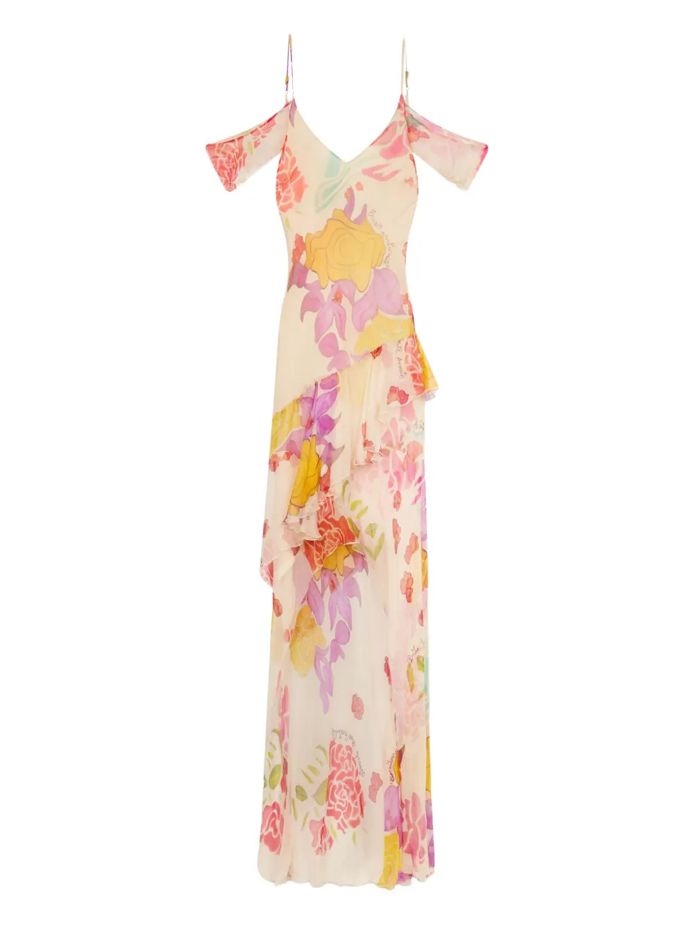Donde Esteban Flores Chiffon Maxi Dress | Neutrals | FARFETCH | Farfetch Global