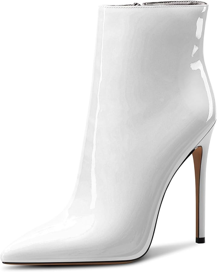 Castamere Womens High Heel Ankle Boots Pointed Toe Slip-on Stiletto Boot with Zipper 12CM Heels | Amazon (US)