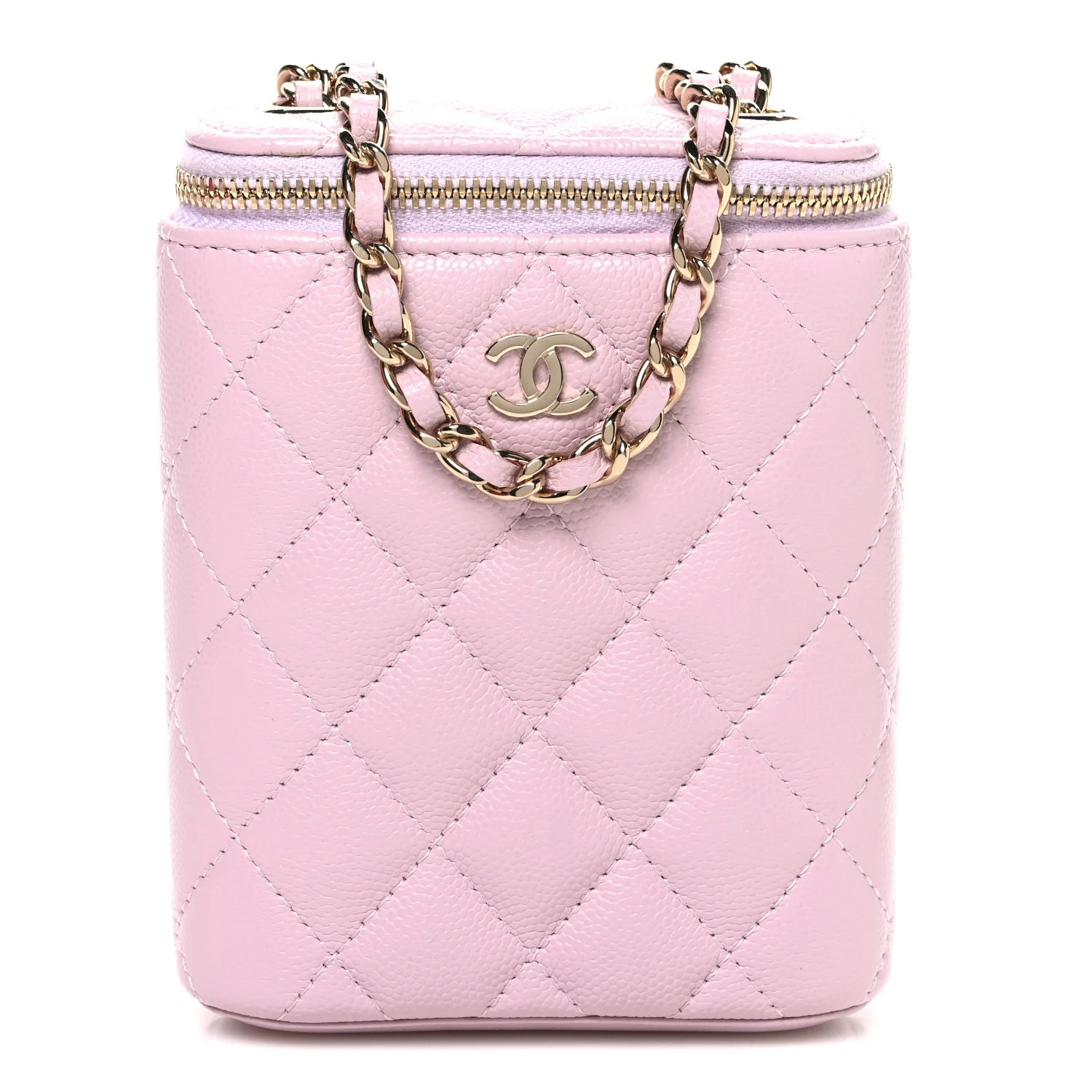 Chanel Caviar Quilted Small Vertical Coco Beauty Vanity Case With Chain Light Pink 1868110 | FASHIONPHILE (US)