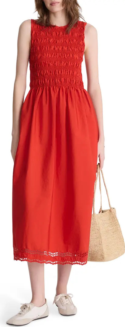The Embroidered Melody Smocked Midi Dress | Nordstrom